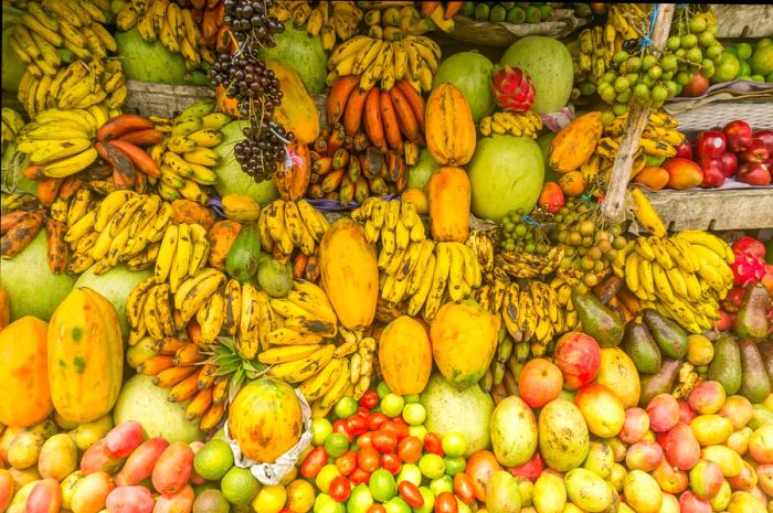 Fresh fruits showcased at a market in Honduras