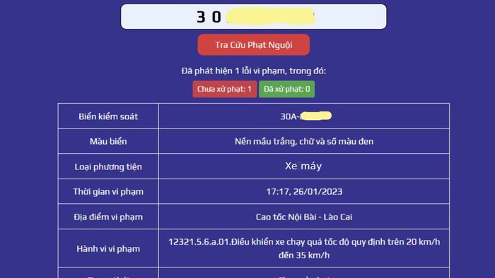 Hướng dẫn kiểm tra phạt nguội xe máy, ô tô trên website phatnguoi.com - bước 3