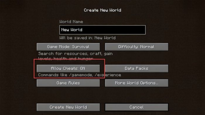 Hướng dẫn nhập lệnh cheats trong Minecraft, bước 2
