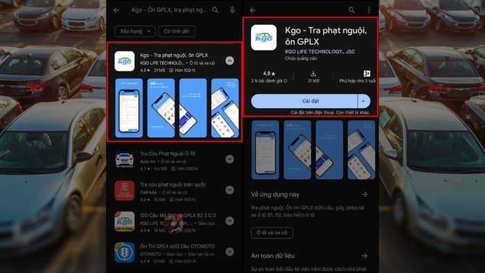 Hướng dẫn kiểm tra phạt nguội xe máy, ô tô trên điện thoại Android - bước 1