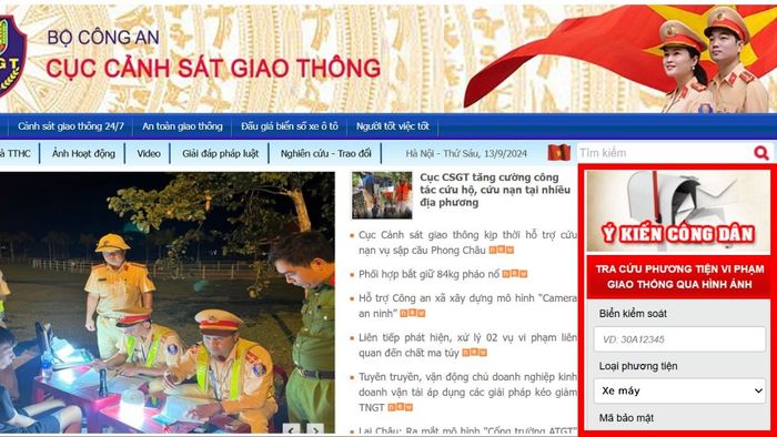 Hướng dẫn tra cứu phạt nguội xe máy, ô tô trên trang của Sở Giao thông - bước 1