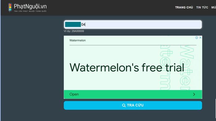 Hướng dẫn kiểm tra phạt nguội xe máy, ô tô trên website phatnguoi.com - bước 2