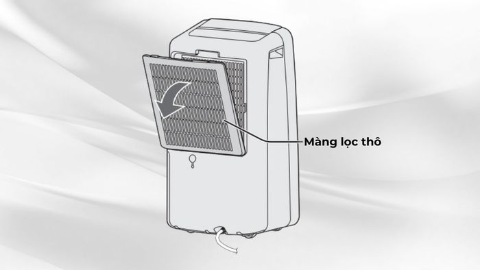 Gỡ màng lọc thô của máy.