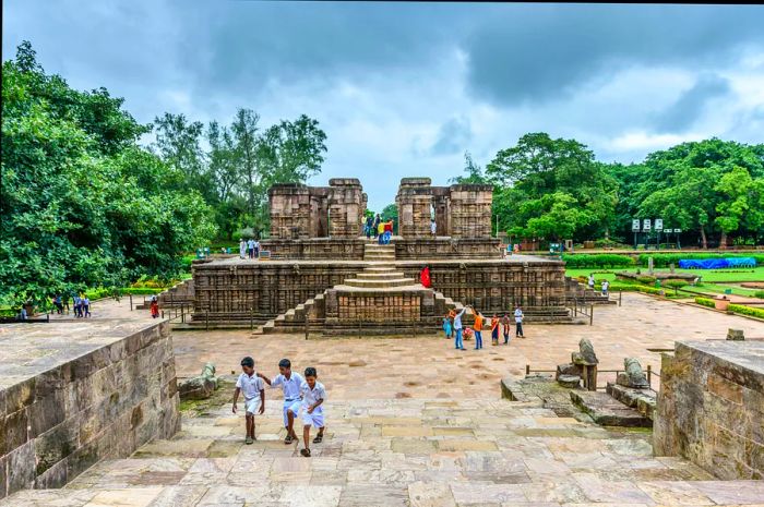 The Sun Temple at Konark in Odisha (Orissa), shaped like a grand chariot, stands as an architectural masterpiece.