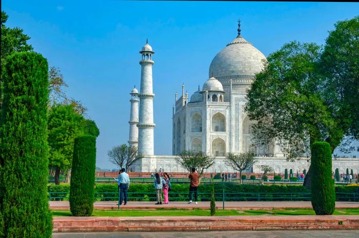 Your first glimpse of the Taj Mahal in Agra is an unforgettable experience that leaves you speechless.