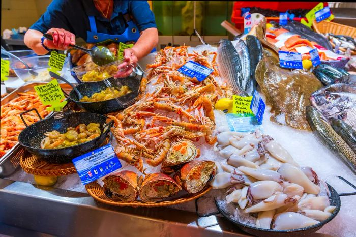 Fresh fish available at the market in Cap Ferret, Gironde, France