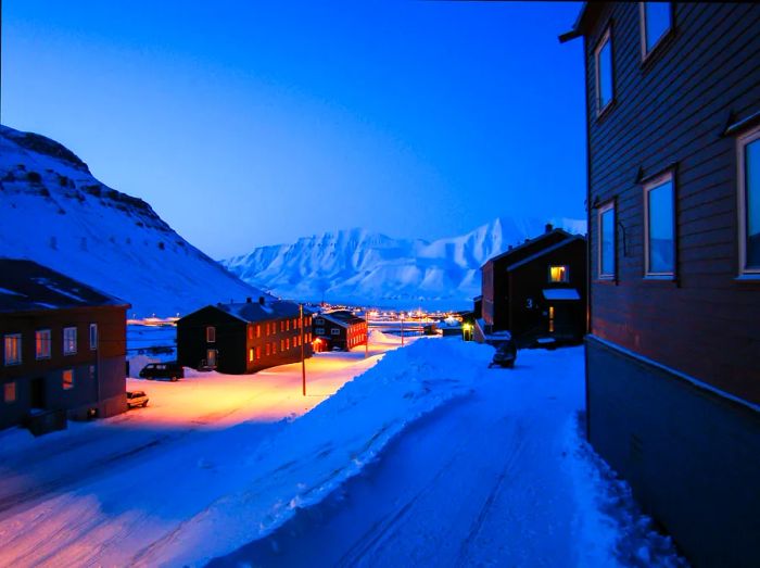 Twilight in Longyearbyen, Svalbard, Norway