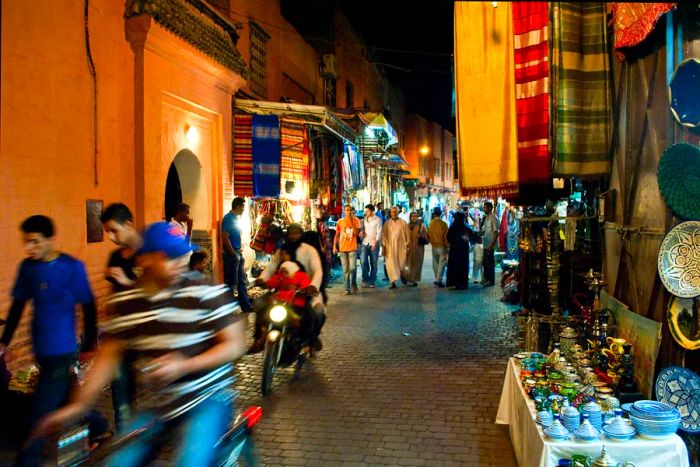 Nighttime markets in the Marrakesh medina