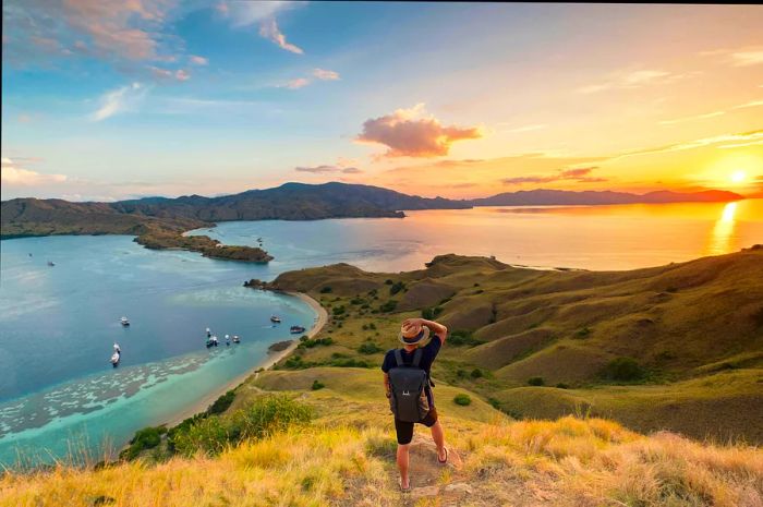 A man gazing out from Gili Lawa in Komodo National Park