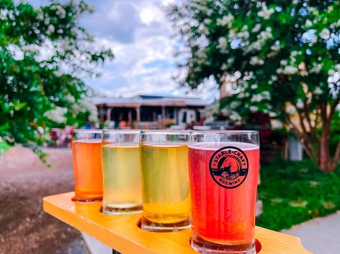 A selection of four cider glasses from Stable Craft Brewing in Virginia