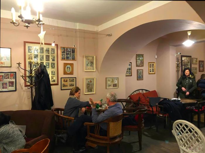 Patrons enjoying their time at the Choco Cafe, Prague