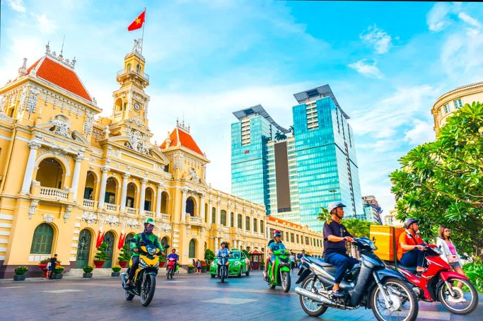 Saigon City Hall and Vincom Center skyscrapers, Ho Chi Minh City, Vietnam