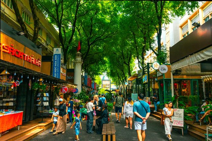 A vibrant street scene in Ho Chi Minh City, Vietnam