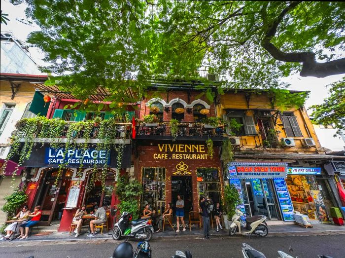 Lively street corner in the Old Town, Hanoi, Vietnam