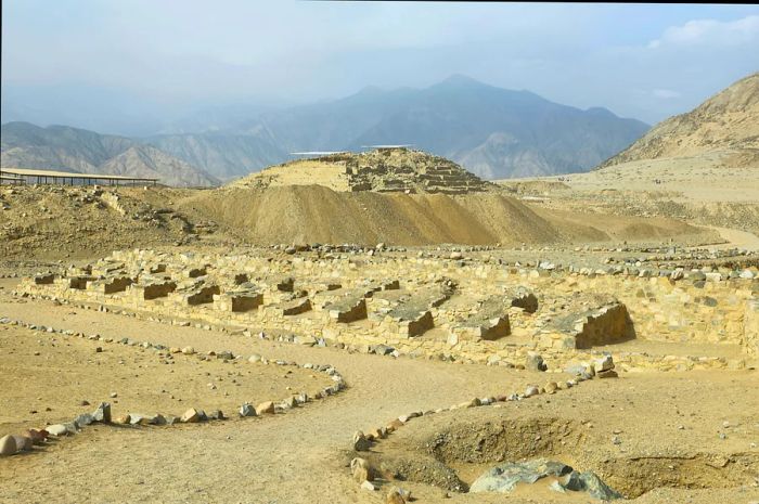 Stunning views of the ancient landscape at Caral, a UNESCO World Heritage site and the oldest city in the Americas