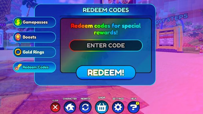 Hướng dẫn nhập mã code Sonic Speed Simulator bước 4