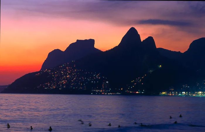 Ipanema and Leblon beaches at sunset.