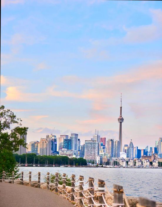 Toronto by Lake Ontario at twilight in summer