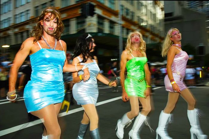 Dressing in drag is part of the excitement at Sydney's Mardi Gras Parade