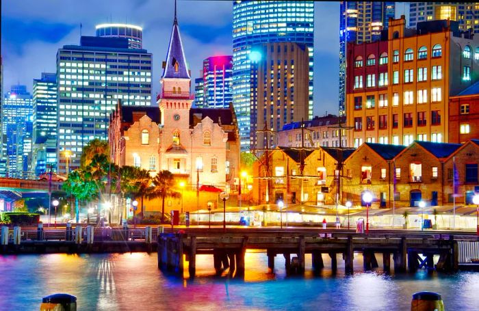 The Rocks as evening descends upon Sydney