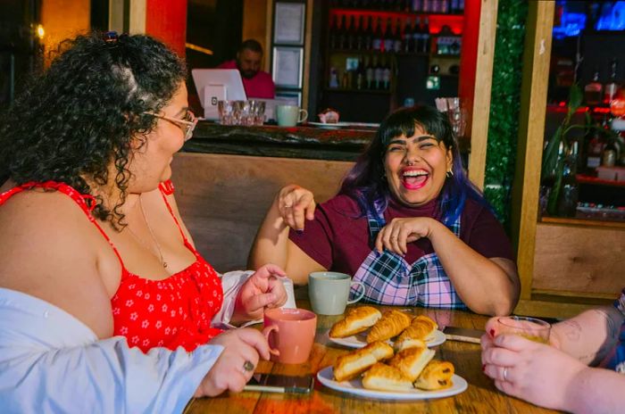 Friends gather at a cafe in Melbourne, Australia.