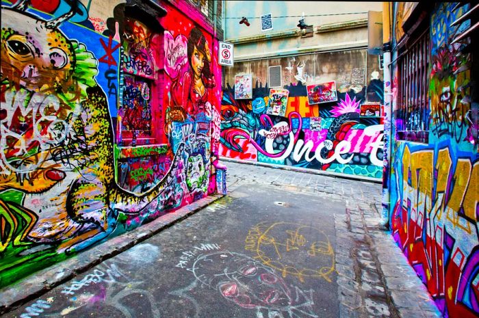 Street art or graffiti adorning a CBD laneway in MELBOURNE