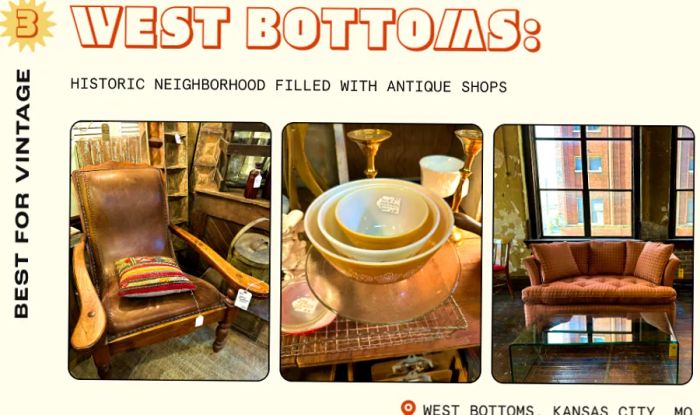 Antique furnishings available in a Kansas City warehouse