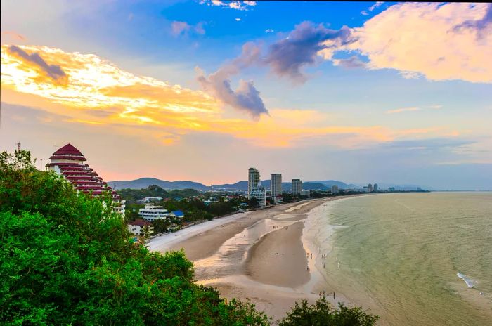 A breathtaking sunrise over Hua Hin Beach in Thailand