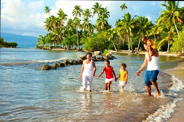 Fijian Family Enjoying Time on the Beach