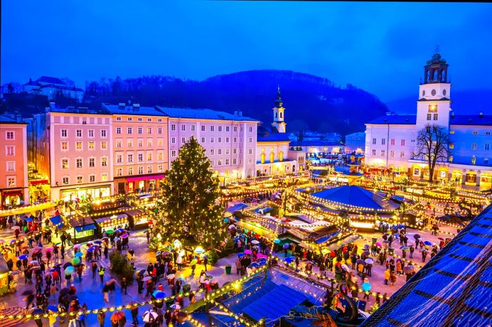 Christmas market in the Altstadt, Salzburg, Austria