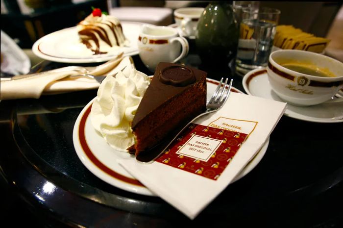 Indulge in the original Sacher torte at Hotel Sacher in Salzburg, Austria