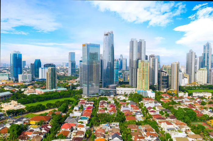 A glimpse of contemporary residential skyscrapers in downtown Jakarta