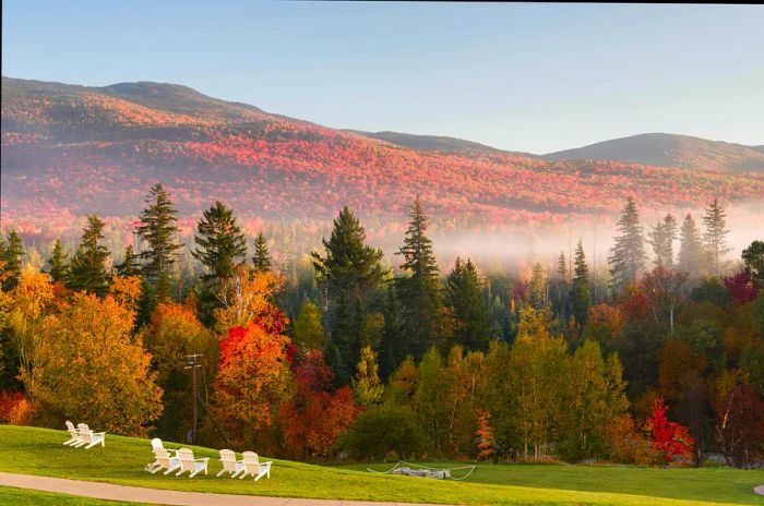 Gaze upon the sweeping views of the White Mountains from the second floor of the Omni Mount Washington Resort in Bretton Woods, New Hampshire.