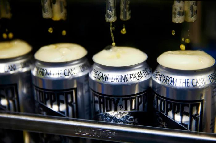 Alchemist's Heady Topper beer being canned at their Waterbury, Vermont brewery