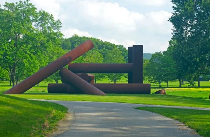 A large outdoor sculpture at Storm King Art Center in New Windsor, New York