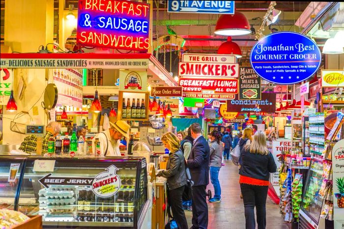 Shoppers at Reading Terminal Market in Philadelphia