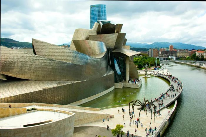 A glimpse of the Guggenheim Museum, Bilbao, Basque Country, Spain