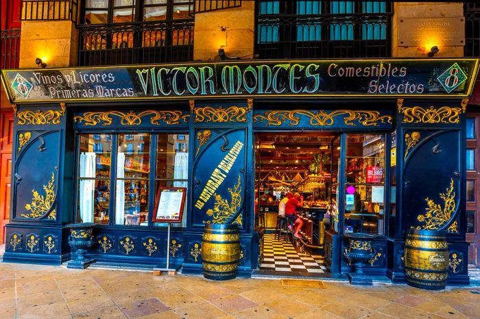 The historic restaurant Victor Montes on Plaza Nueva, Bilbao, Basque Country, Spain