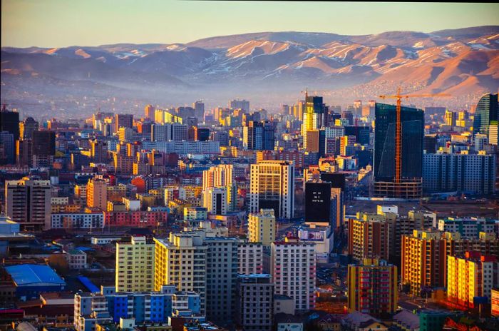 Enjoy a breathtaking sunset over Ulaanbaatar, Mongolia's capital