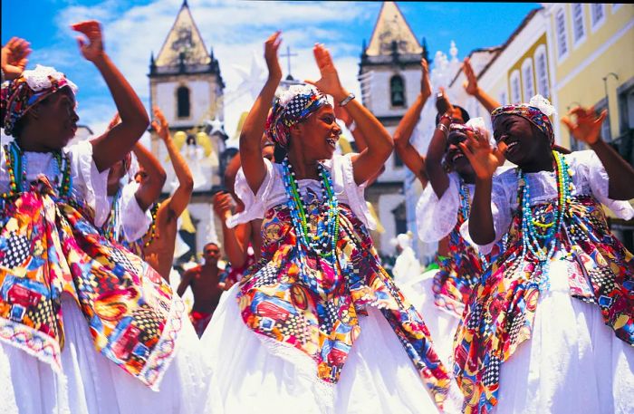 Performers at a festival in Salvador, Brazil.