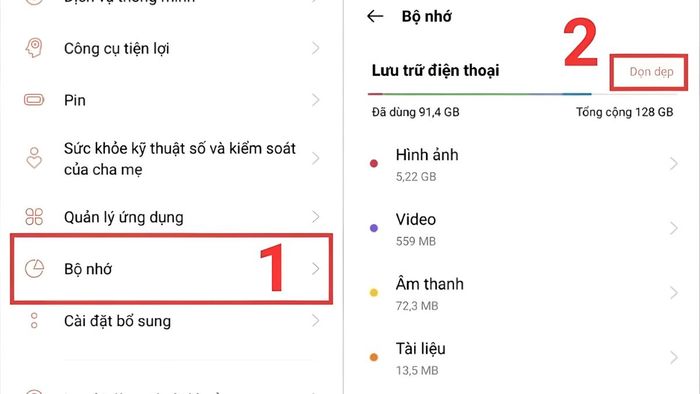 Dọn dẹp bộ nhớ điện thoại OPPO - Bước 2