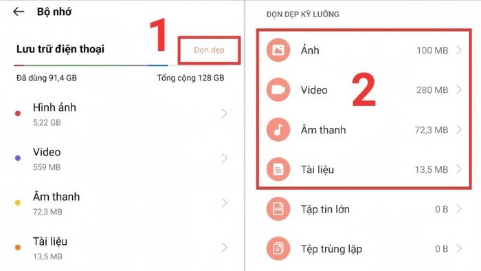 Giải phóng dung lượng OPPO bằng cách xóa các tập tin không cần thiết