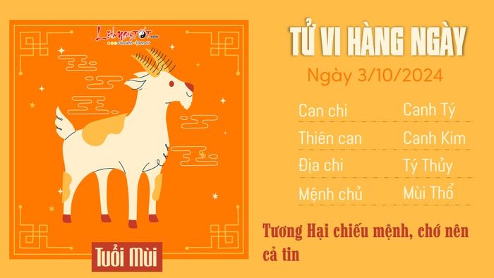 Tử vi hàng ngày 3/10/2024 - Mùi