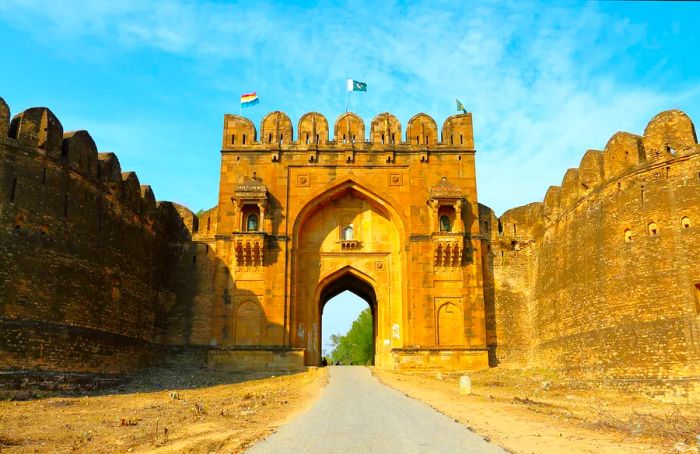 An impressive entrance and guard tower of a 16th-century fortress