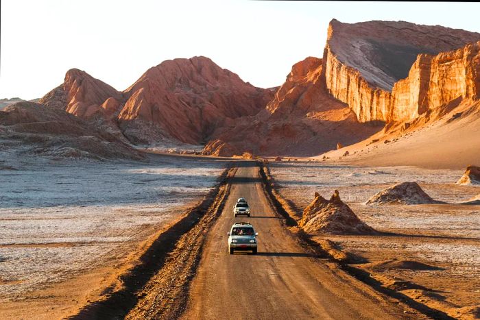 Drivers navigating the Atacama Desert in Chile