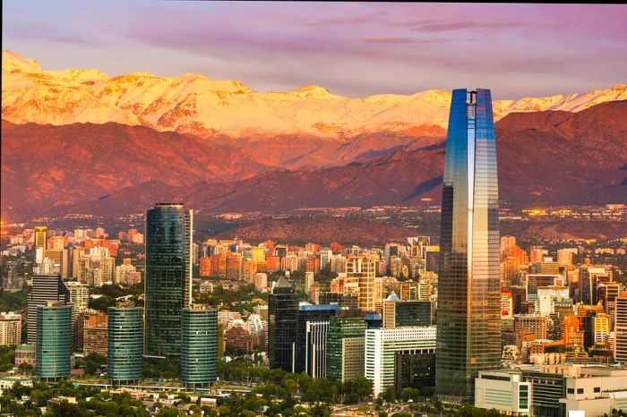 A stunning view of Santiago, Chile, during sunset