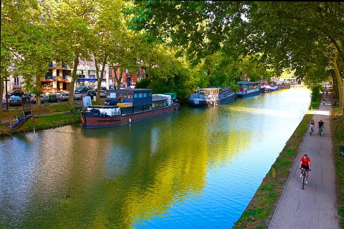 The Canal du Midi runs through Toulouse, stretching 240 km long across Southern France.