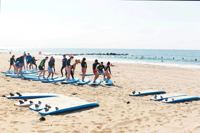 Surfing lesson at Rockaway Beach, Queens, NYC