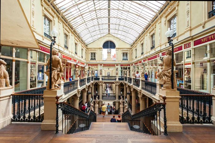 Interior view of Passage Pommeraye - a shopping arcade located in the heart of Nantes, France;