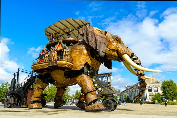 The Great Elephant carrying passengers, part of the Machines of the Isle of Nantes.